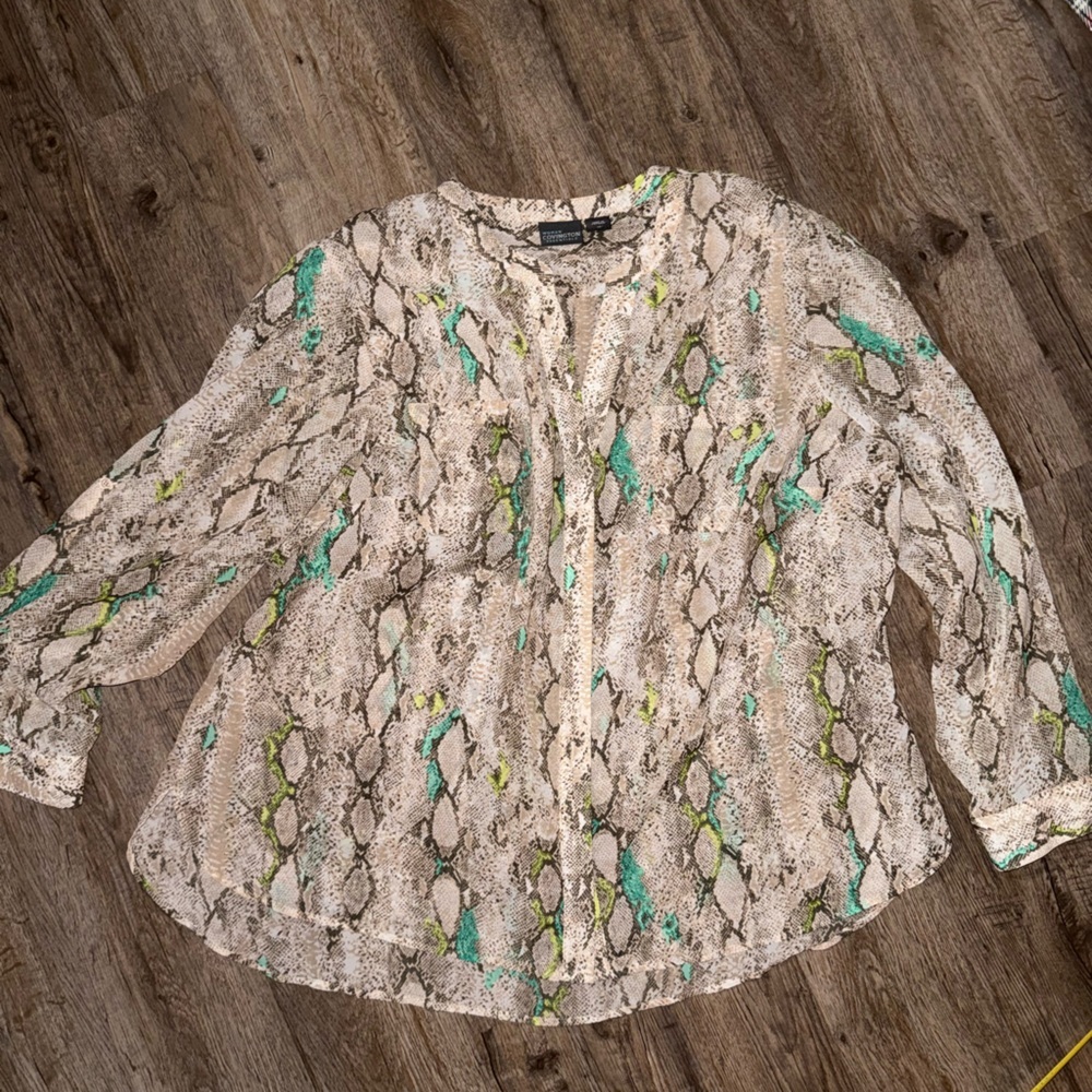 Covington Essentials Snake Print Sheer Blouse - image 2